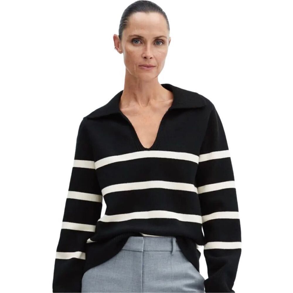 New! MNG by Mango Velero Black and White Striped Sweater Sz XS